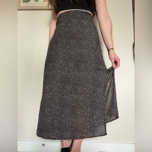 Billabong black & white polka dot maxi skirt coastal slit